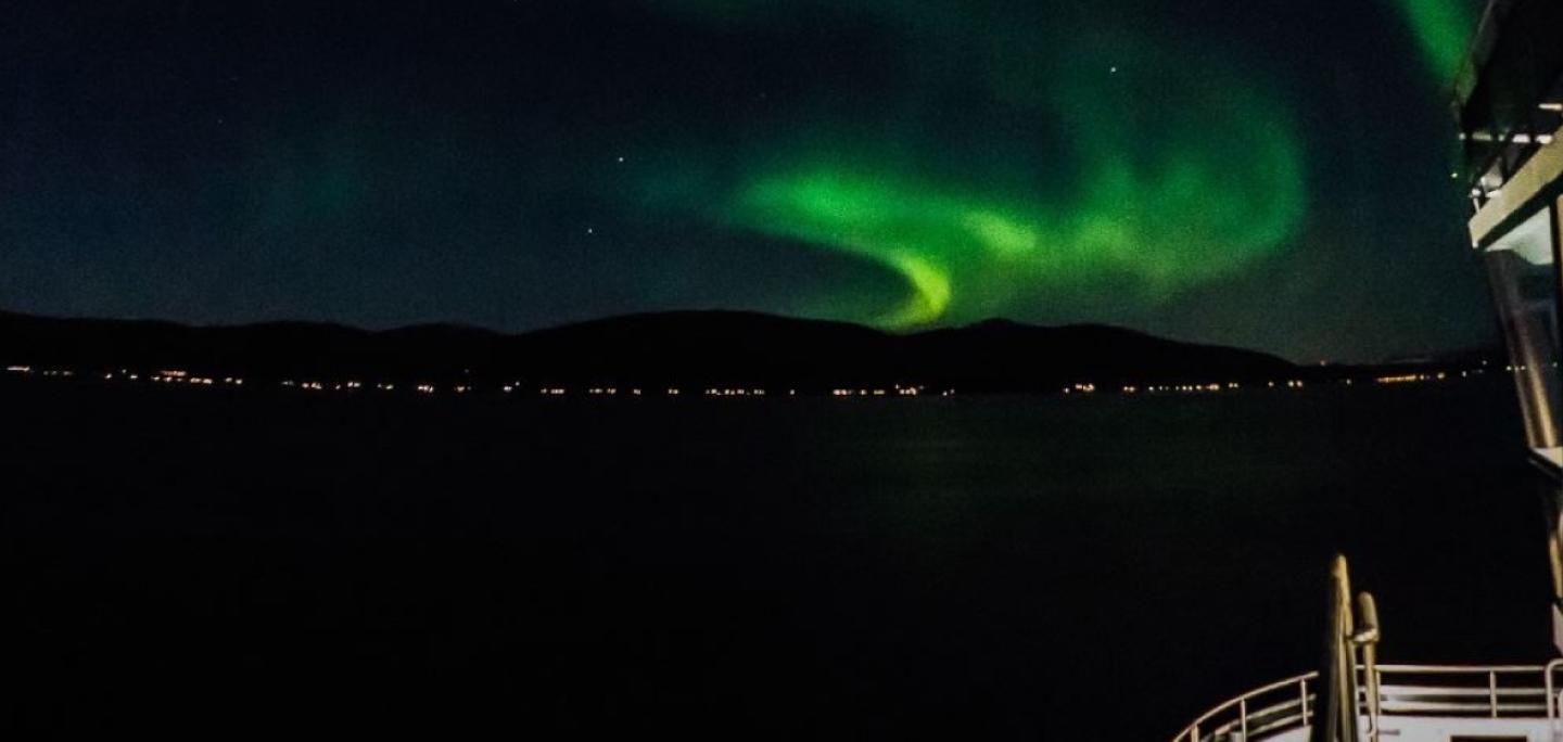 Northern lights from a boat tour in Tromsø