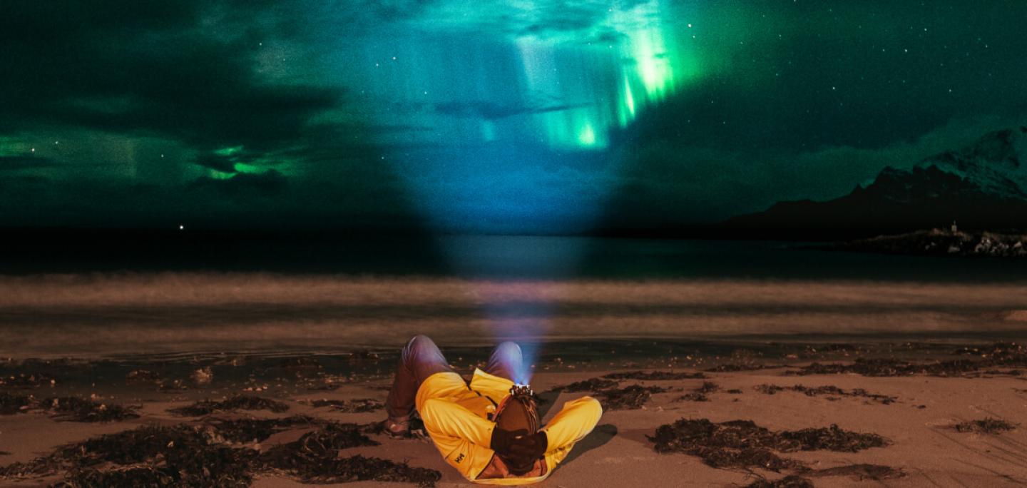 Northern lights from a beach in the Tromsø region