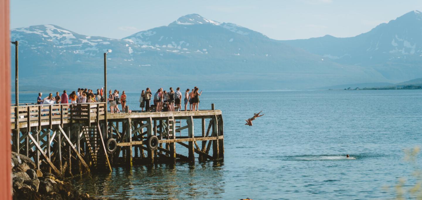 People taking a cold bath in Telegrafbukta in Tromsø