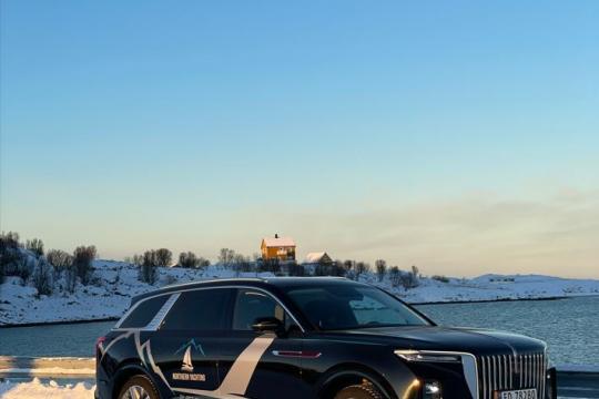 Car with nice clear sky behind