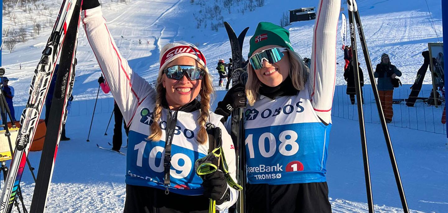 Women smiling after cross country ski race