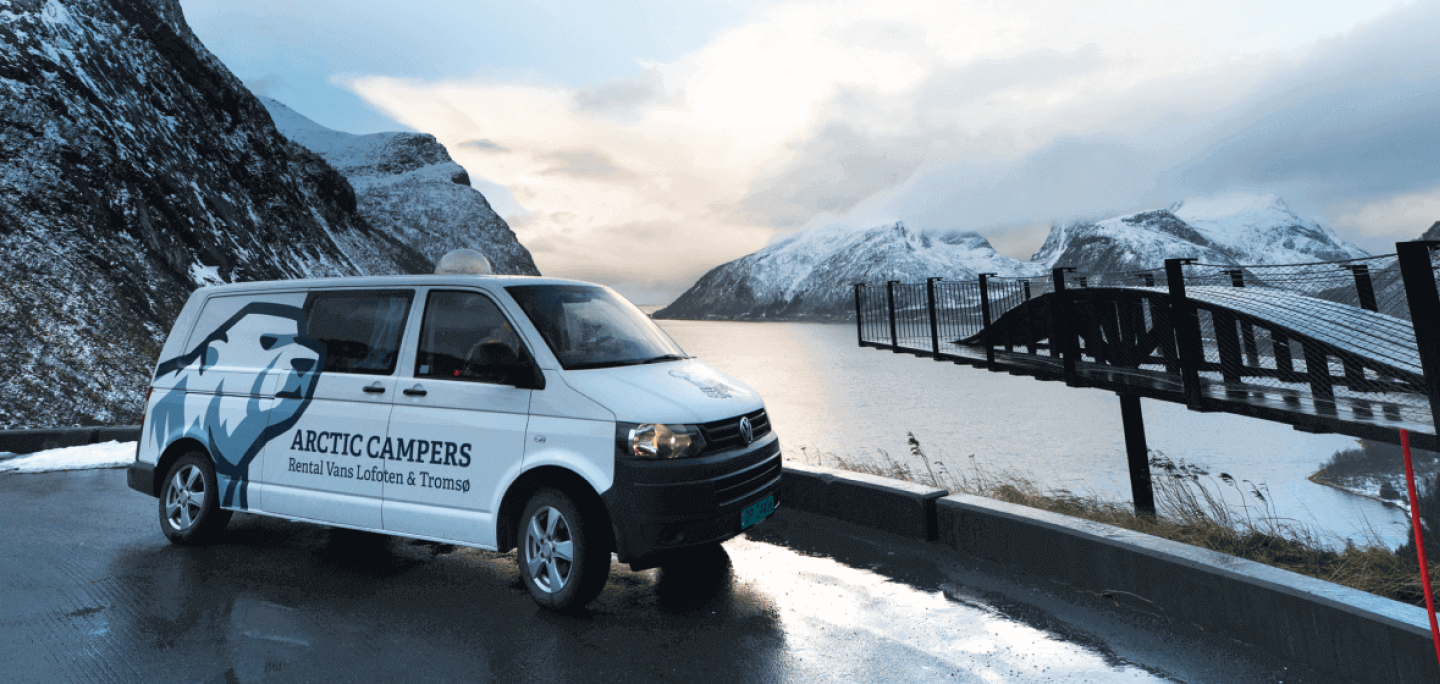 Camper van parked by Bergsbotn in Senja