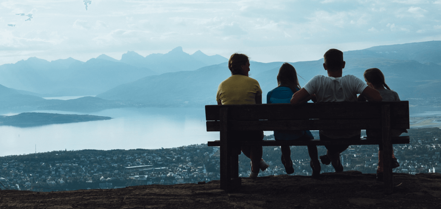 Family enjoying the view of Tromsø and Kvaløya